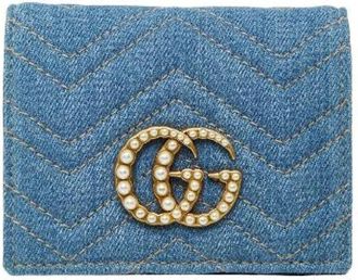 Gucci Pre-owned Wallets, female, Blue, Size: ONE SIZE Pre-owned GG Marmont Denim Wallet