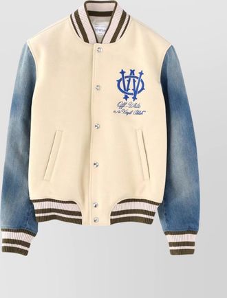 Off-white ribbed collar jacket featuring side pockets