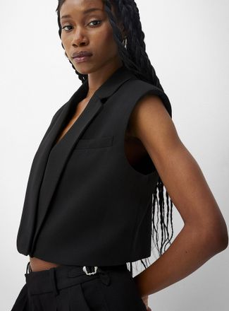 Icone Womens Brushed finish plunging notched collar vest