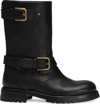 Dolce & Gabbana Kalfsleren Bikerlaarzen - Dames - Enkellaarsjes - Zwart - 40 EU - Leer - Schoenen