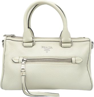 Prada White Leather Boston Bag (Pre-Owned)
