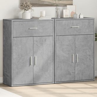 vidaXL Vidaxl - Aparadores 2 Uds Madera De Ingenier&iacute;a Gris Hormig&oacute;n 60x30x84 Cm