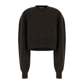 Tom Ford Round-neck Knitwear, female, Brown, Size: M Round-neck Sweater