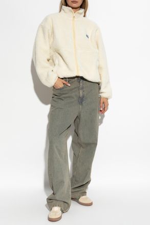 American Vintage Furry Sweatshirt With Logo Patch, Womens, Cream