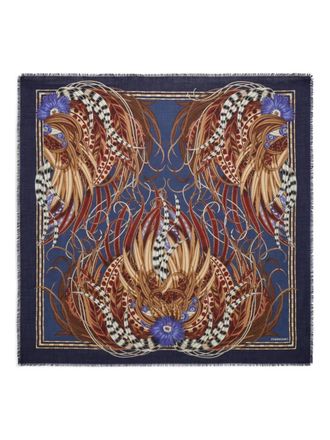 Ferragamo Sjaal met Rooster-print - Blauw