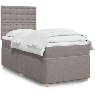 vidaXL Vidaxl - Cama Box Spring Con Colch&oacute;n Tela Gris Taupe 80x200 Cm