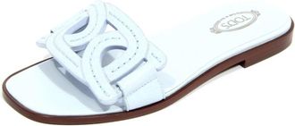 Tod's Blauwe leren slipper sandaal - Dames - Sandalen - Blauw - 36 EU - Leer - Schoenen