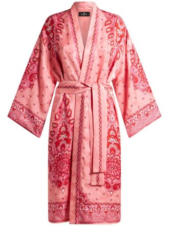 Etro paisley-print robe jacket - women - Silk - L - Pink