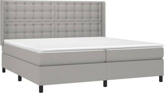 vidaXL Vidaxl - Cama Box Spring Con Colch&oacute;n Tela Y Led Gris Claro 200x200 Cm