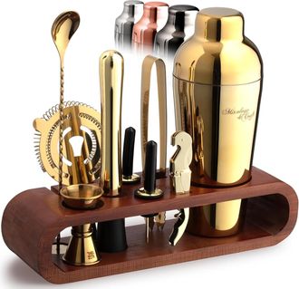 Zulay Kitchen Bartender Kit 10-Piece Bar Tool Set with Bamboo Stand