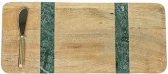 Foreside Home And Garden Cillian Dark Green Marble Tray with Spreader Set of 2 in Brown at Nordstrom