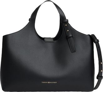 Tommy Hilfiger Womens Logo Satchel,BLACK One Size