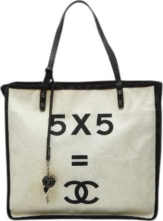 Chanel Pre-owned Tote Bags, female, Beige, Size: ONE SIZE Pre-owned Vintage Canvas Tote Bag
