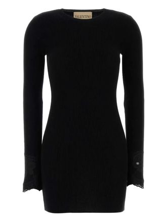 Valentino Garavani lace cashmere mini dress - women - Cashmere - M - Black