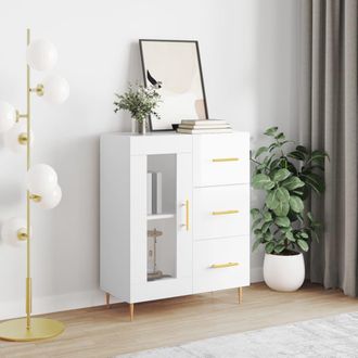 vidaXL Vidaxl - Aparador De Madera Contrachapada Blanco Brillante 69,5x34x90 Cm