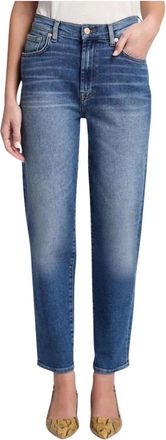 7 For All Mankind Vintage Mom Jeans Luxe Denim - Dames - Slim Fit Jeans - Blauw - W28 - Denim - Jeans