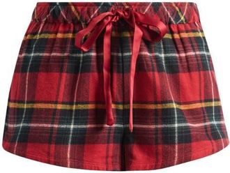 SKIMS Cotton Flannel Pajama Shorts in Brick Holiday Plaid at Nordstrom, Size 3 X