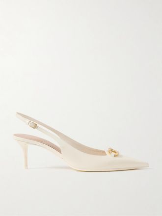 Valentino Garavani D&eacute;collet&eacute; Slingback In Pelle Con Decorazione Vlogo - Avorio