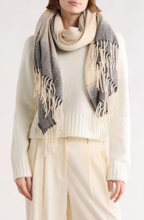 Nine West Chevron Stripe Feather Scarf in Neutral at Nordstrom Rack