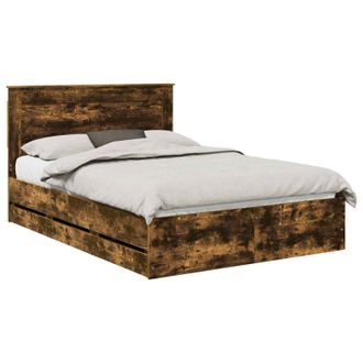 vidaXL Estructura De Cama Roble Ahumado 140 X 190 Cm Madera Ingenieril Vidaxl