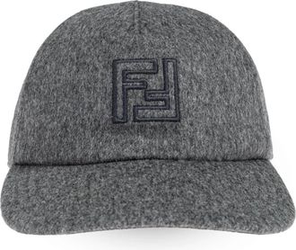 Fendi Wool Baseball Cap - Heren - Petten - Grijs - ONE Size - Katoen - Accessoires