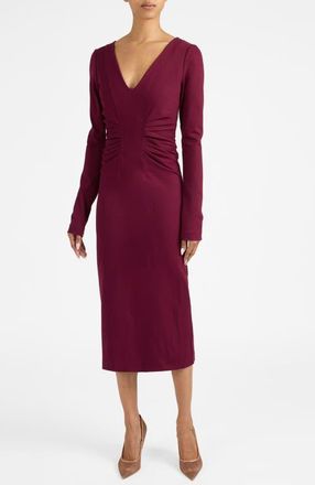 Santorelli Willa Long Sleeve Midi Dress in Punto Milano in Bordeaux at Nordstrom, Size 12
