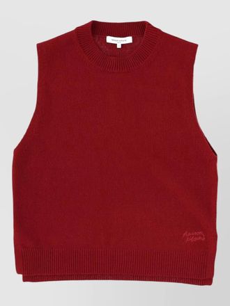 Maison Kitsun&eacute; wool knit vest sleeveless ribbed hem