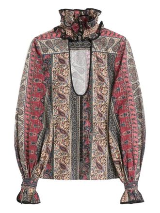 Valentino Garavani Voyage Imaginaire-print shirt - women - Polyester/Cotton - 42 - Red