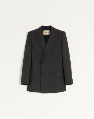 Valentino Giacca Doppiopetto Valentino In Gabardina Di Lana Uomo NERO 46