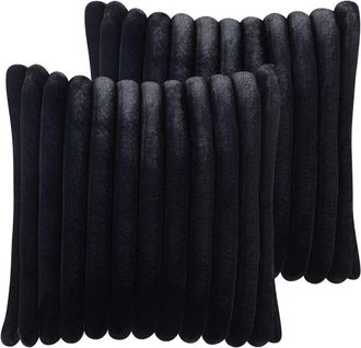 Beliani Conjunto De 2 Cojines Decorativos Tela Suave 45 X 45 Cm Negro Rakya