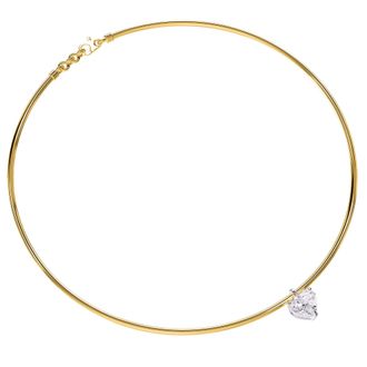 Diamond2Deal 18k Vermeil Plated Silver 2.25 Ct Heart Shape Lab Grown Diamond Pendant Necklace 18 VS1, E