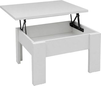 Home Heavenly Home Heavenly - Mesa De Centro Elevable Premier 4, Moderna Con Almacenaje Oculto, 100x52x45/58 Cm. Color: Blanco