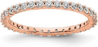 Diamond2Deal 14k Rose Gold Polished Shared Prong 1/2 Ct Diamond Eternity Band Ring