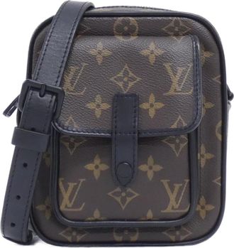 Louis Vuitton Black Brown Marron Coated Canvas Shoulder Bag (Pre-Owned)