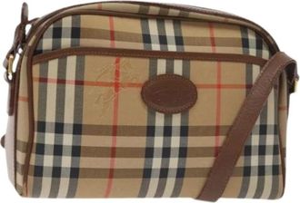 Burberry Pre-owned Cross Body Bags, female, Beige, Size: ONE SIZE Pre-owned Canvas Shoulder Bag