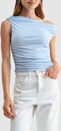 Lush Asymmetric Ruched Top in Light Blue at Nordstrom Rack, Size X-Small