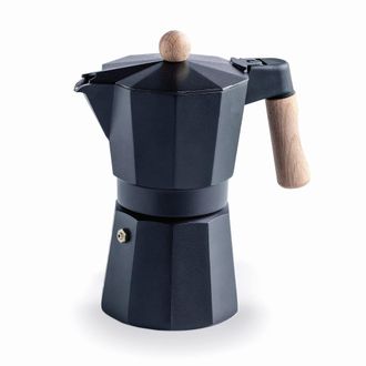 Lacor Caffettiera Trento Nera Italiana, Caffettiera Espressa, Fusione Di Alluminio, Adatta A Tutti I Tipi Di Fuochi Inclusa Induzione, Capacit&agrave; 6 Tazze, Fin