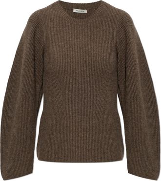 By Malene Birger Bianca Sweater - Dames - Ronde hals truien - Bruin - XS - Wol - Truien & Vesten