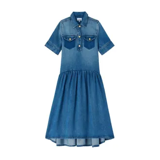 Ganni Midi Dresses, female, Blue, Size: XS Light Washed Denim Dress
