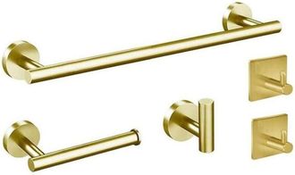 OEM Accesorios Para Ba&ntilde;o - Acero Inoxidable 304 Dorado Mate - Porta Toallas Porta Jab&oacute;n Porta Papel Higi&eacute;nico Gancho Anillo - 5 Piezas