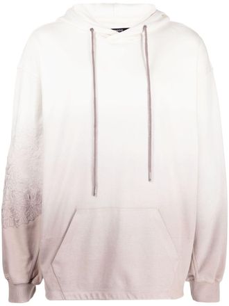 Songzio gradient-effect embroidered hoodie - White
