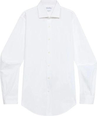 Brooks Brothers Slim Fit Poplin Overhemd met London Kraag - Heren - Casual Overhemden - Wit - M - Katoen - Overhemden