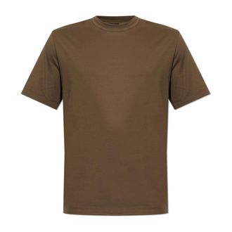 Brioni T-shirt in Cotone con Logo Ricamato - - Tops - Uomo - Marrone - S