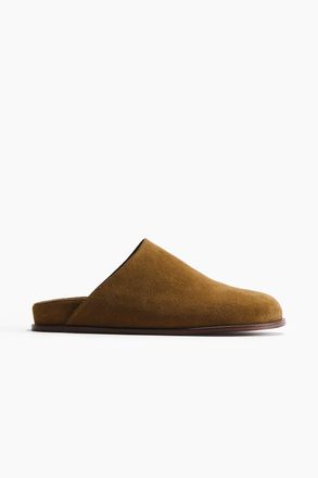 H&M Mules aus Veloursleder mit Fussbett - Beige