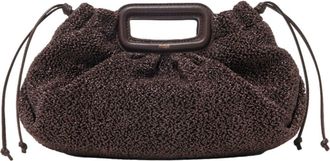 Maje Mipli boucl&eacute; effect clutch bag in Dark Brown at Nordstrom, Size Medium