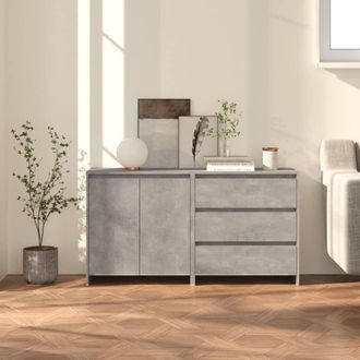 Berkfield Home 2 Piece Sideboard Concrete Grey Engineered Wood