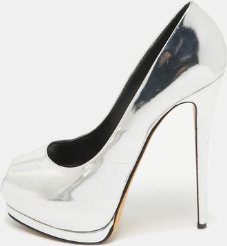Giuseppe Zanotti Silver Leather Sharon Platform Pumps