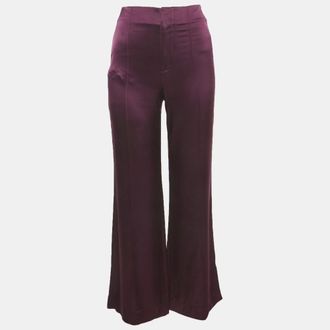 Alice & Olivia Alice + Olivia Purple Satin Wide Leg Trousers