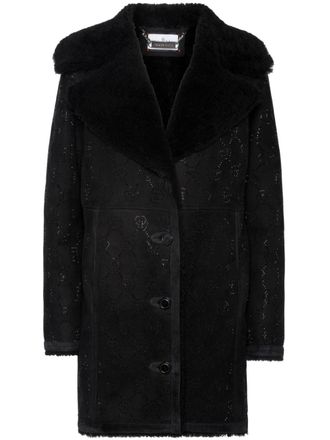 Philipp Plein monogram-pattern coat - Black