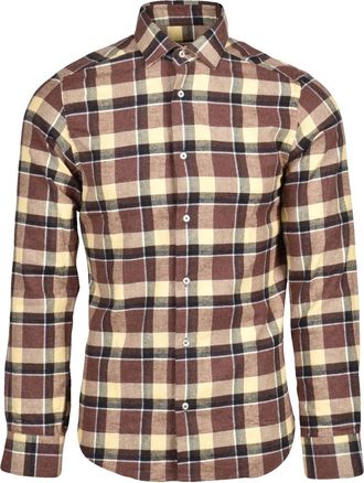 Deuxieme Shirt Yellow/Brown Plaid Cotton Flannel Shirt
